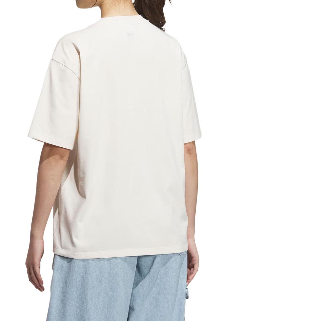 Adidas Оригинальная Графическая Удобная Повседневная Простая Универсальная Влагоотводящая Футболка с Коротким Рукавом Женские Топы Розовый Белый KB8958