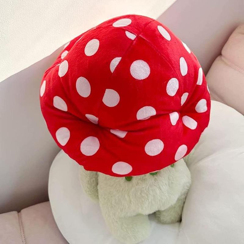 Frog Plush Toys, Cute Frog with Red Mushroom Hat Stuffed Animals, Kawaii Plushies Gift for Kids Girls Adults Valentines Birthdays Gift