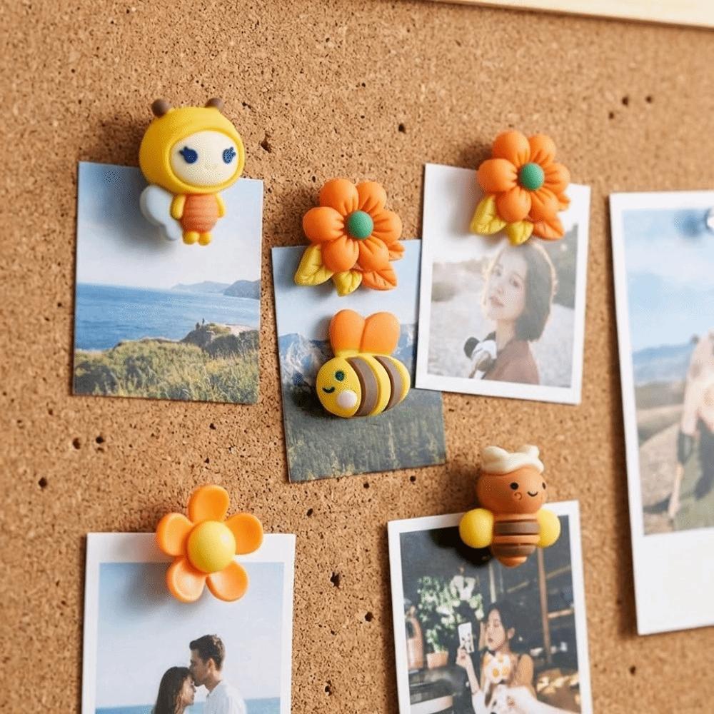 30Pcs Portable 3D Bee Flower Push Pins DIY Reusable Thumb Tacks Multifunctional Creative Board Thumbtack Office School Supplies