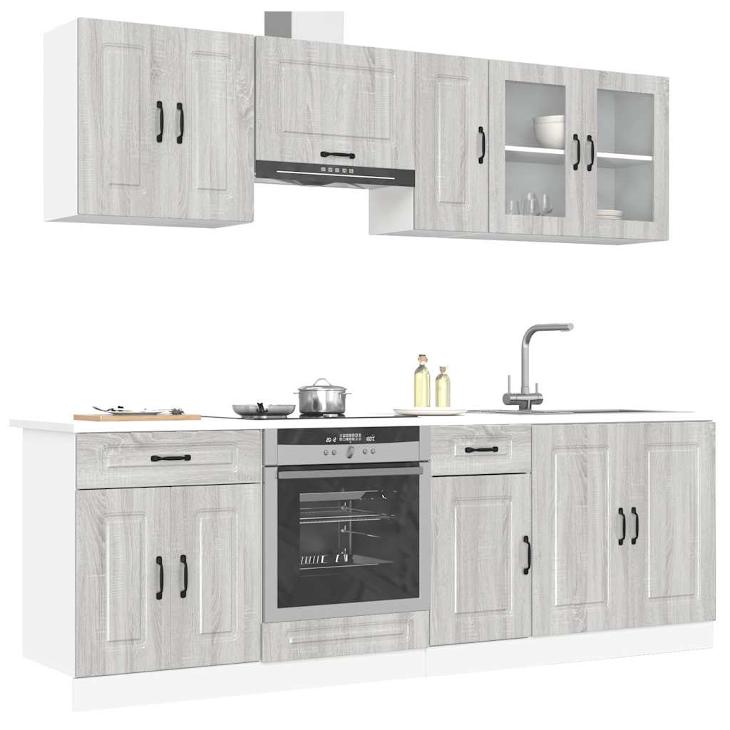 8 Piece Kitchen Cabinet Set Kalmar Grey Sonoma Wood Based Panel