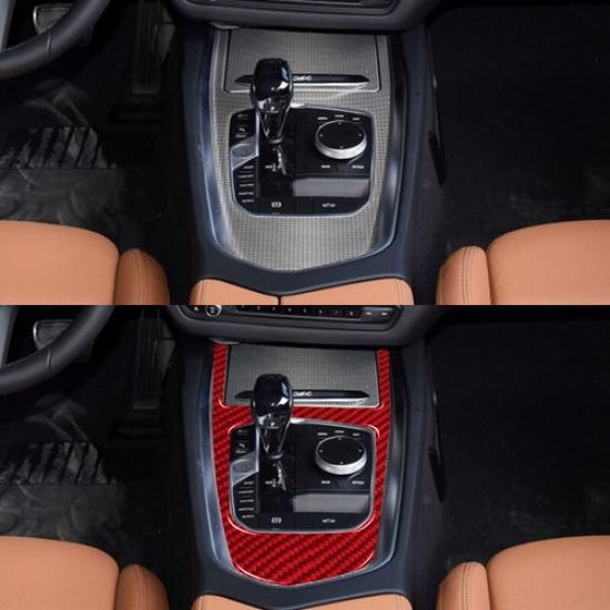 Red Carbon Fiber Gear Shift Panel Decoration Cover For BMW Z4 G29 - LHD