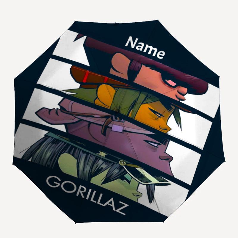 1PC Demon Days, Gorillaz Custom Name Automatic Open/Close, 8-Rib Durable Frame Compact Travel Umbrella for Men & Women D1222039