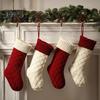 Large Knitted Christmas Stockings 18" Xmas Gift Stocking Hanging Decorations Festive Decor Candy Toys Bag Hanging Stocking for Mantel Window