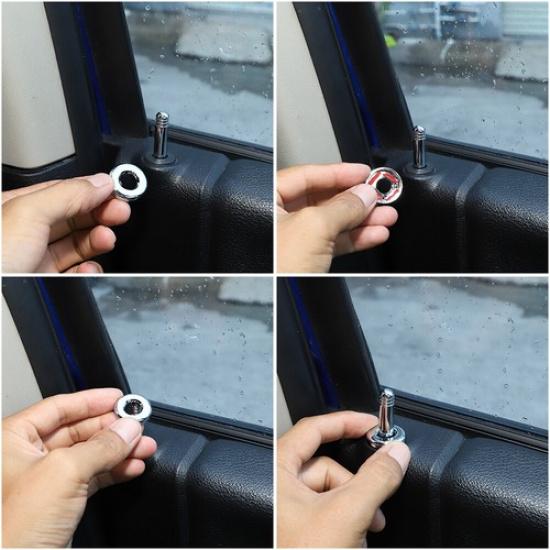 Door Lock Pin Trim Ring Decoration For Dodge RAM 1500 2010+ Chrome Accessories