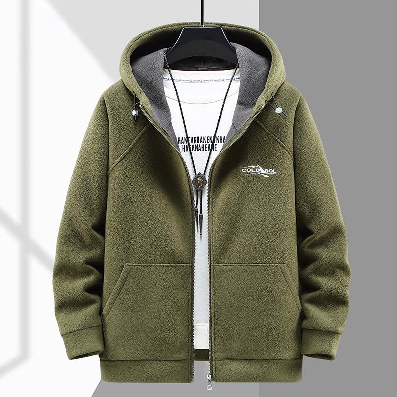 Men's Plus Size Thick Fleece Hooded Jacket - Extra Warm and Composite Design