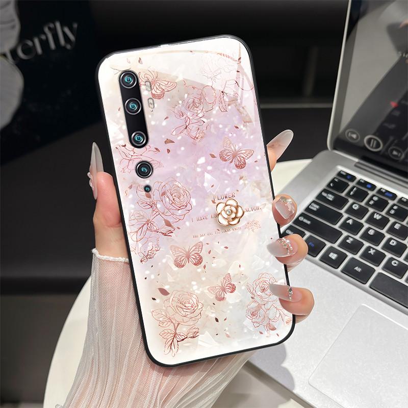 Tempered Glass Hard Phone Case For Xiaomi Mi Note 10 CC9 CC9E 9T 9 SE Lite A3 Redmi K20 Pro Luxury Butterfly Shockproof Cover