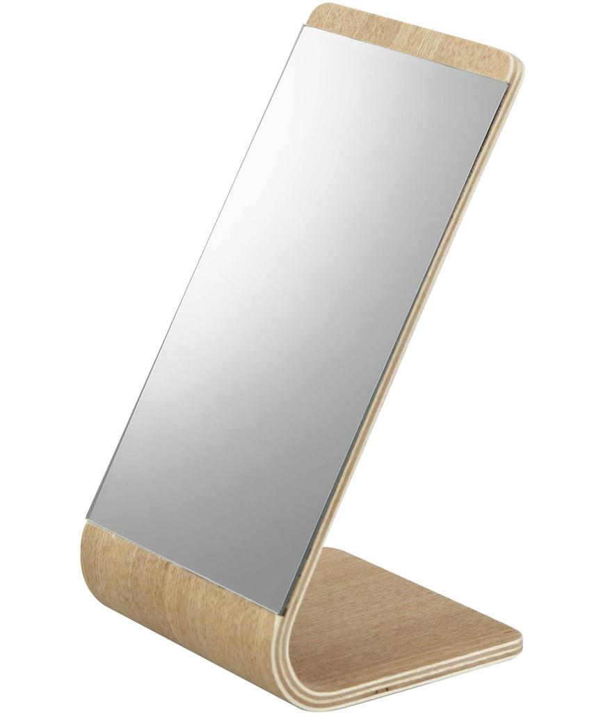 Yamazaki RIN Wooden Tabletop W13 X D12 X Mirror, Natural, Approx. H23.3cm (7363)