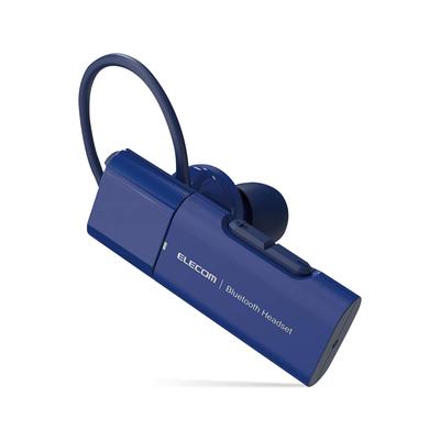 Bluetooth-гарнитура hands-free ELECOM с USB Type-C (Зарядный порт), для звонков и музыки, большая кнопка вызова, ушные крючки 3DFit, LBT-HSC10MPBU, Синий