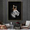 Lion Canvas Painting Wall Art Animals King and Queen with Golden Crown Posters and Prints Wall Art Pictures for Home Decoration