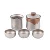 Portable Titanium Camping Tea Set With Infuser Kettle 3 Double-Layer Cups Outdoor Hiking Travel