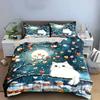 "Cat Winter Night Decor Set" Soft Comfortable Duvet Cover Bedding Set Included 1*Duvet Cover & 2*Pillowcases, gift