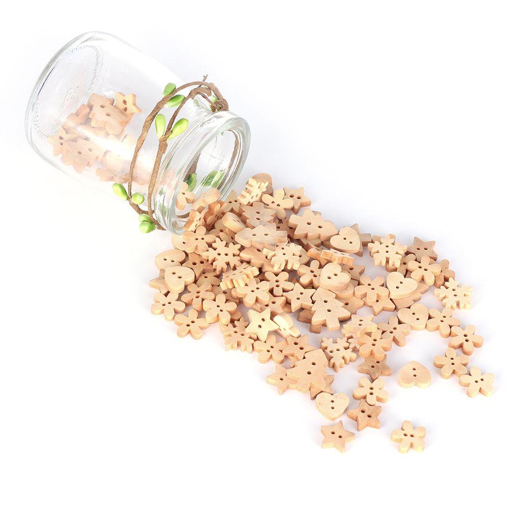 2 Holes DIY Crafts Wooden Decorative Wood Buttons Scrapbooking Sewing ChristmasTree Pattern