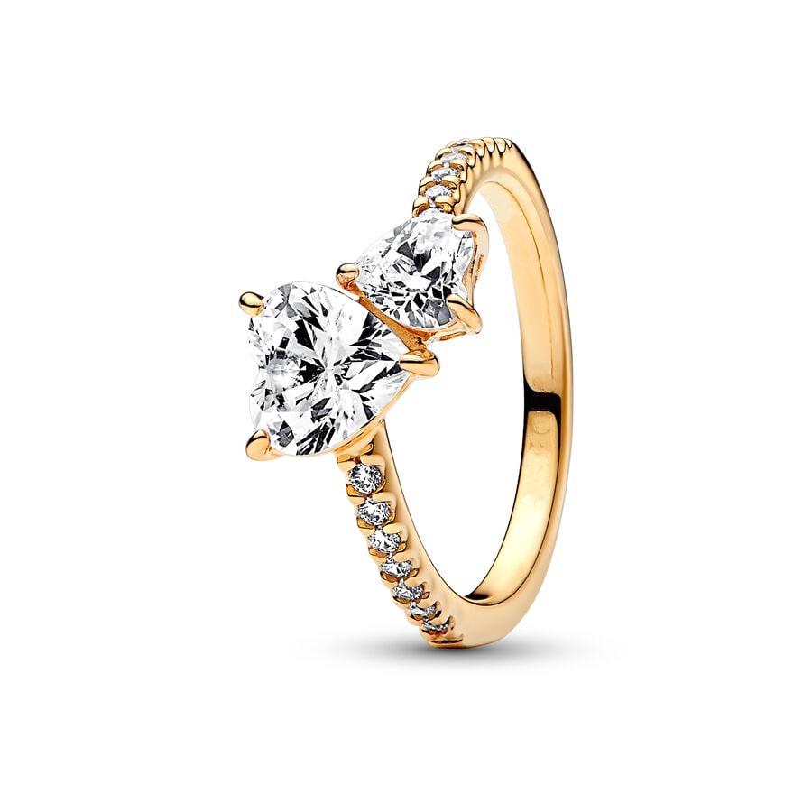 2025 Кольцо с золотым покрытием Циркон Сверкающее Принцесса Косточка Сердце Женское Изысканное Ювелирное Изделие