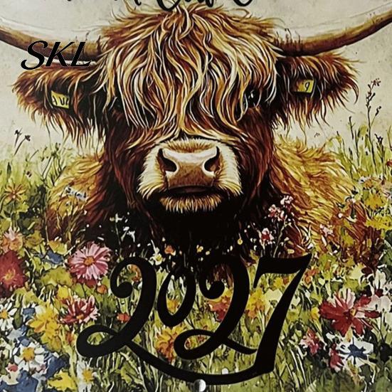 Professional Planning Calendar Highland Cow 2027, 12 Month Wall Hanging Planner with Decorative Desk Large Daily Blocks, Home Office Organizer, Lover