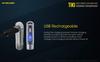 NITECORE TIKI Мини Футуристический Светодиодный Брелок 300 Перезаряжаемых Стальных Люмен-Встроенный Литий-ионный аккумулятор-Нержавеющая сталь