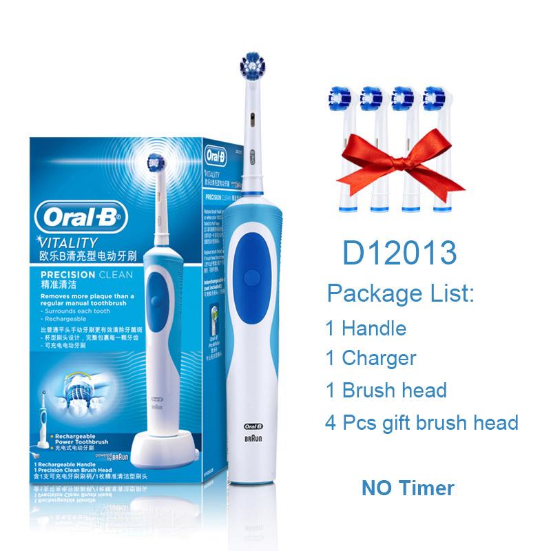 Oral B Dual Clean Electric Toothbrush Rotation Vibration Type Rechargeable Oral B Tooth Brush with 4 Brush Heads