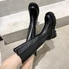 Fashion Woman's Platform Zipper Spring Autumn PU Leather Non-slip Knee High Luxury Designer Casual Women Chunky Long Black Boots