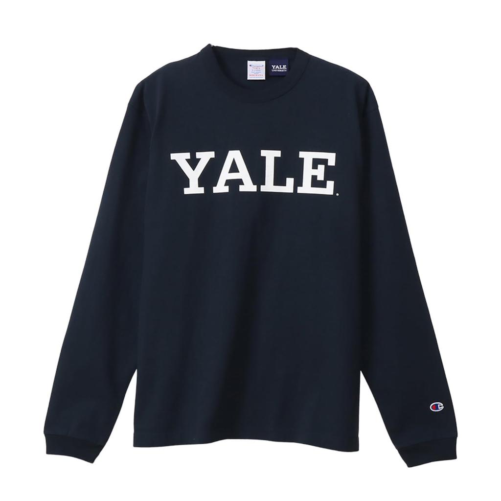 Champion T1011 Long Sleeve Made In Size Graphic Round Neck T-Shirt, USA, Navy, L, 100% Cotton, Print,