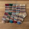 5 Pairs Lot Pack Women Socks Autumn Winter Snow Thickened Thermal Warm Folk-custom Retro Nordic Style Wool Socks Christmas Gift