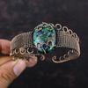 Copper Azurite Malachite Bangle Copper Wire Wrapped Jewelry Handmade Gemstone Cuff Adjustable Bangle For Gift Copper Wire Wrap Cuff Bracelet