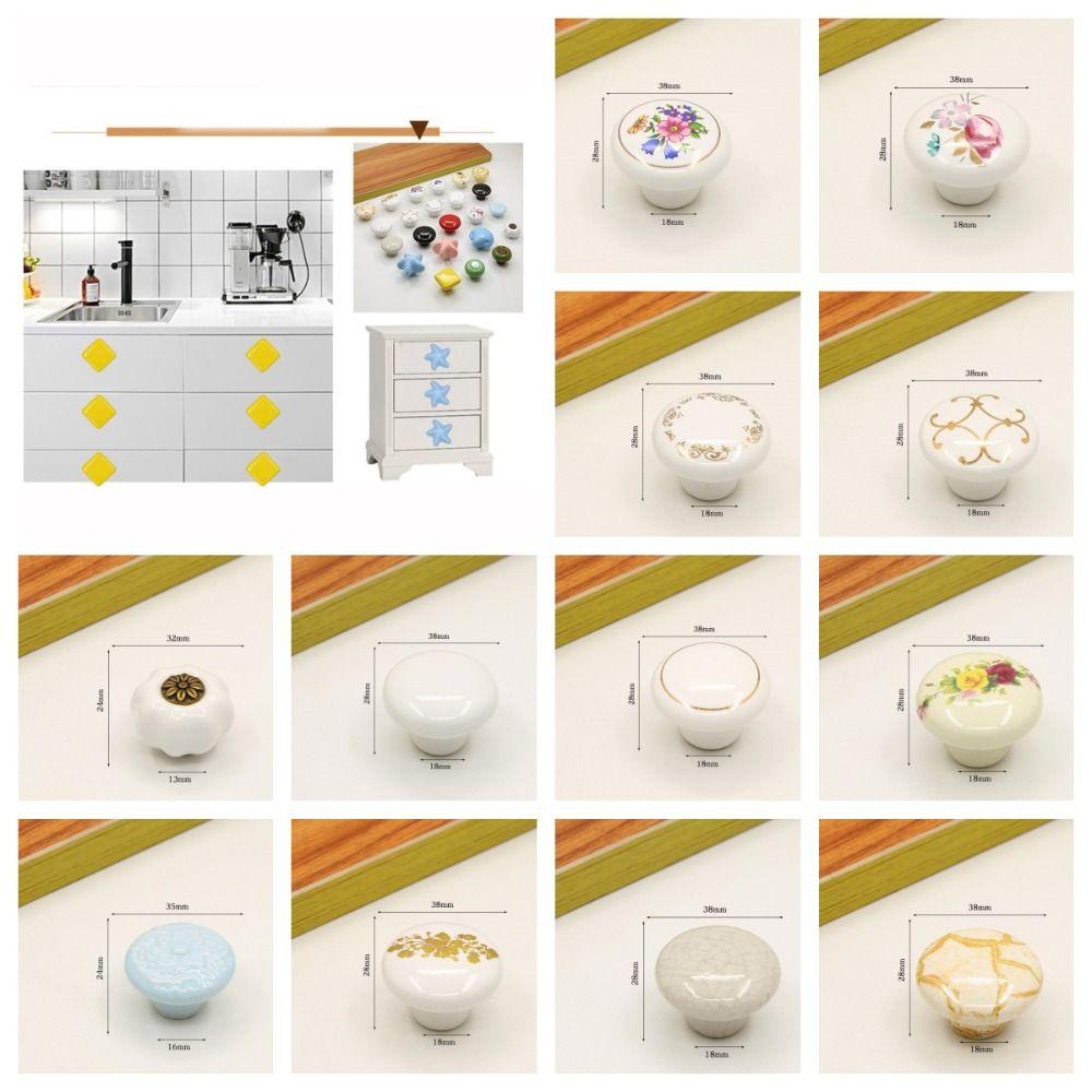 Single Hole Ceramic Cabinet Knob European Style Drawer Knobs Door Pull Handles Children's Room