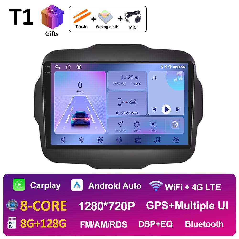 For Jeep Renegade 2016 2017 2018 - 2020 GPS Navigation Android Auto Wireless Carplay Bluetooth Smart System 2.5D Touch Screen 4G