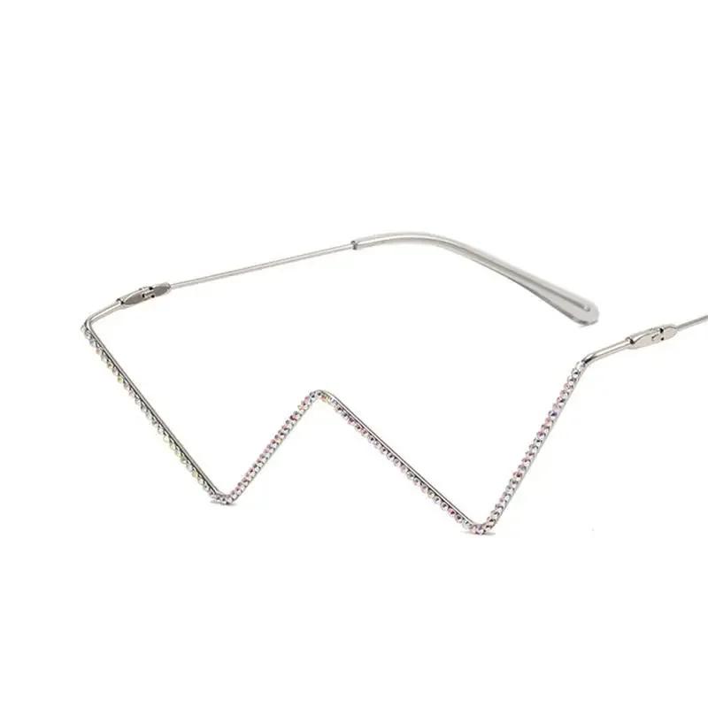 Винтажная бриллиантовая отделка без линз полуметаллические оправы для очков женские роскошные очки популярная модная оправа для очков золото серебро