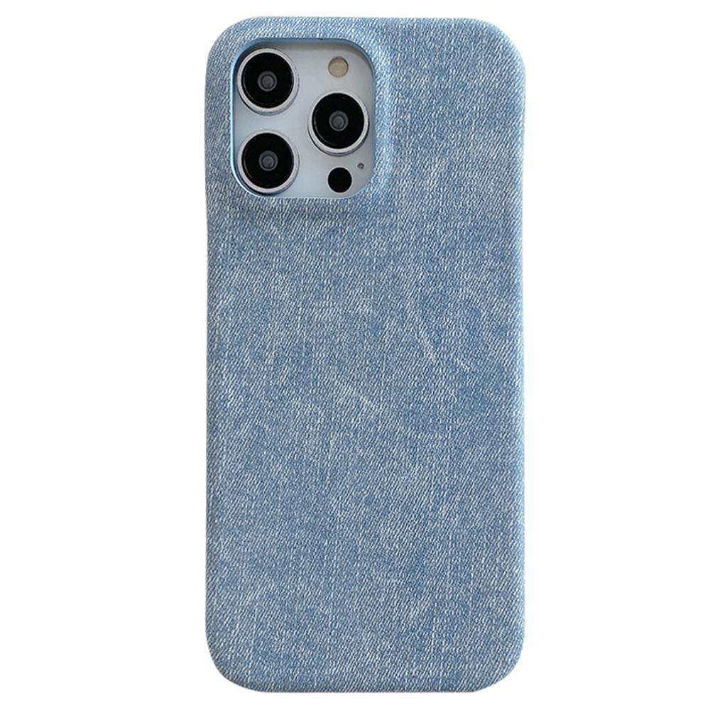 Чехол для iPhone 14 Pro Max Текстура джинсовой ткани ПУ кожа+ПЭТ задняя крышка