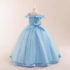 Платье принцессы для девочек-цветочниц на свадьбу, летнее детское торжественное длинное платье с бантом для школьного вечера, вечеринки, детского новогоднего платья ALP-0028
