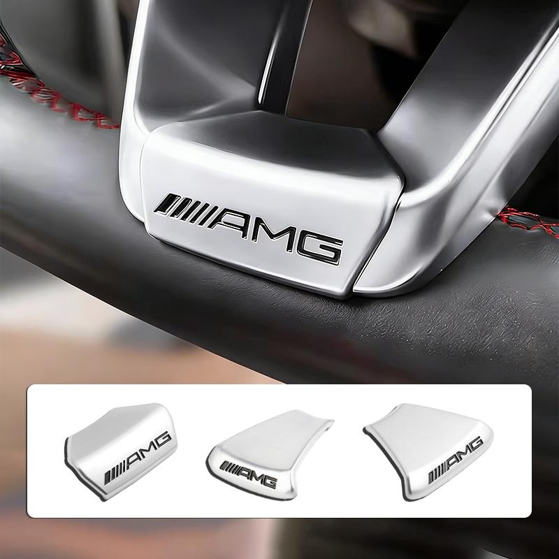 IPOAB1 Car Steering Wheel Metal AMG Logo Sticker 3D Decoration For Mercedes Benz AMG W223 W213 W206 W464 W247 W167 W166 W222 W205 W204