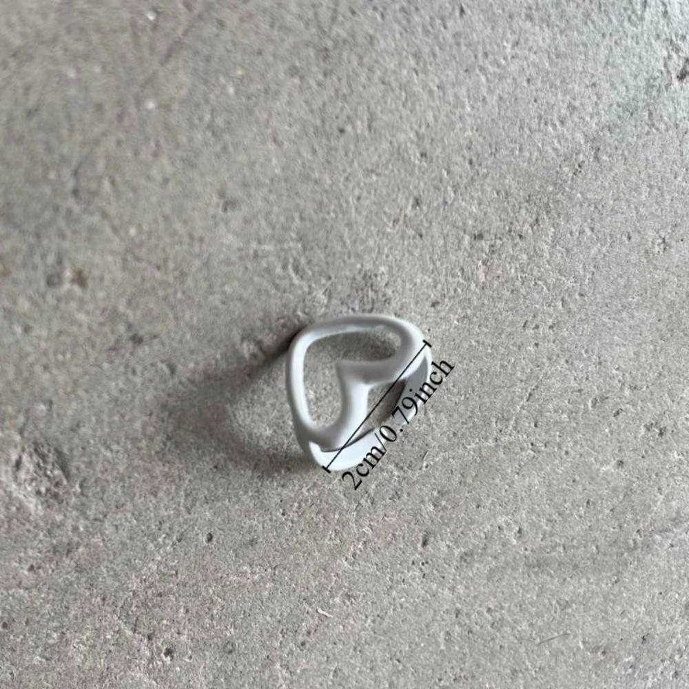 Chunky Jewelry Enamel Heart Ring Y2K Geometric Ring Unique Finger Buckle Men