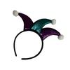Регулируемый головной убор в стиле клоуна, фиолетовая блестящая ткань, отделка помпонами, аксессуар для волос для костюма на вечеринку