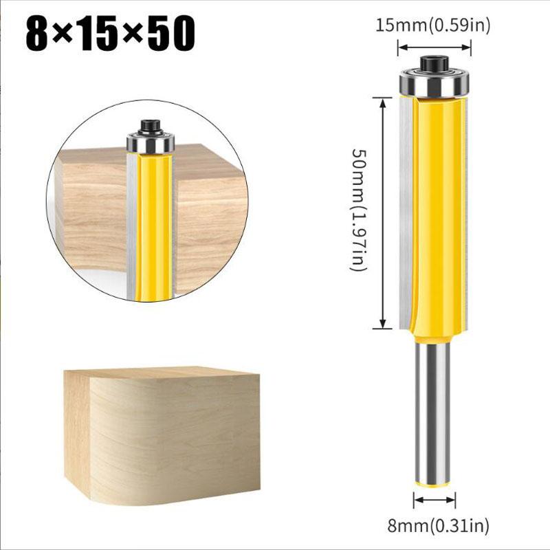 8mm Shank Lengthened Trimming Cutter Belt Bearing Straight Cutter Trimming Router Bit Slotting Burr Cutter Head Trimming Cutter