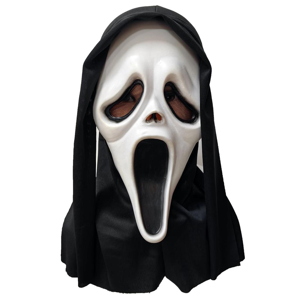 Halloween Horror Grim Reaper Skull Mask, Murder Mystery Game Dead by Daylight Scream Ghost Mask, Wolf Fang Ghost Mask