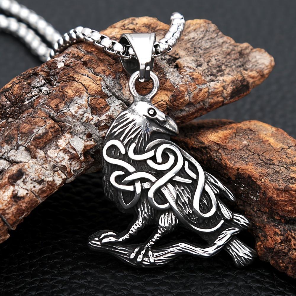 Винтажное ожерелье из скандинавской мифологии, ожерелье с подвеской в стиле панк, кельтский узел, Odin Crow, мужские ювелирные изделия в стиле викингов, подарок на день рождения, аксессуары