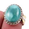 Кольцо из натурального тибетского бирюзового камня, 925 пробы, двухцветное, размер 7US U9j81