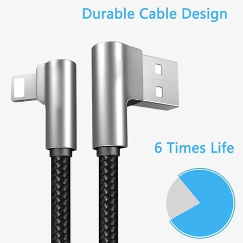 Новый USB-кабель с реверсивным разъемом, 90-градусный, для быстрой зарядки устройств Android или iOS
