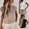 2026 Spring/Summer New Wish Solid Color V-Neck Short Sleeve T-Shirt Women's Clothing
