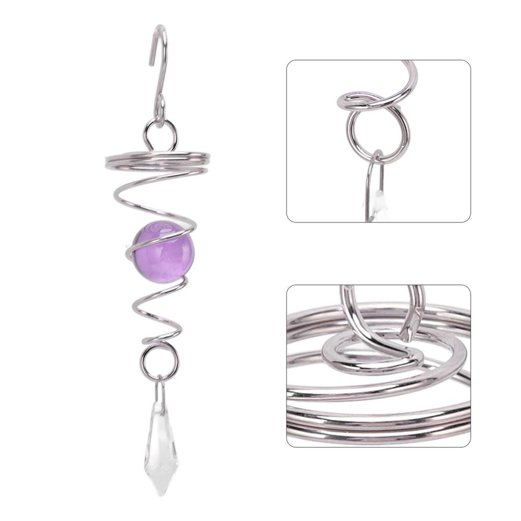 2Pcs Gazing Ball Spiral Tail Wind Spinner Stabilizer Stainless Steel Spiral Wind Chimes for Outside