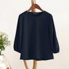 ZANZEA Women Casual Round Neck Solid Color 3/4 Sleeve Blouse