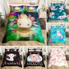 Cartoon Axolotl Duvet Cover Set KingQueen Size Kids Girls Boys Cute Rainbow Sea Wildlife Animal Reptile Polyester Bedding Set