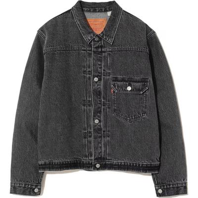Levis SS25 Коллекция к 35-летию Геометрический узор «Треугольник» Вышитый логотип Накладной карман на пуговице Джинсовая куртка Мужские куртки Темно-серый 001YX0000