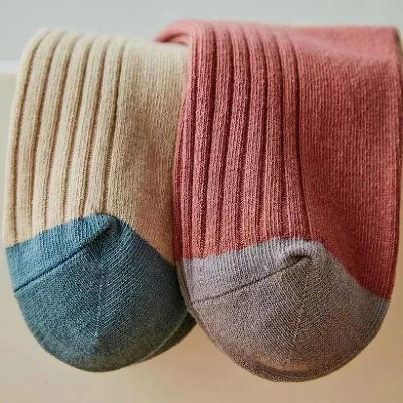 5 Pairs Striped Print Socks for Women Comfy Soft Mid Tube Socks Winter Harajuku Funny Casual Sock Women's Stockings Hosiery