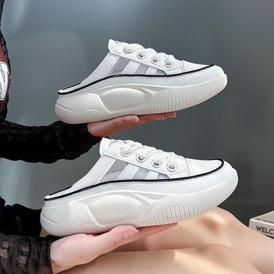 Спортивные тапочки на платформе женские летние 2024 года новые повседневные туфли с одной педалью ленивые тапочки женские