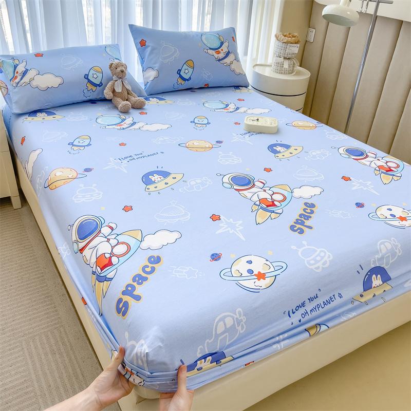 Pure Cotton Bedsheets Skin-friendly Fitted Sheet Cartoon Style Bed Linen Queen Size Bed Cover sabanas (Pillowcase Need Order)