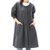 NISHIKI Women's Wrinkle-Resistant Cotton-Polyester Smock with Long Sleeves, Ribbed Sleeves, and Pockets (Solid Black: A/ML/ks2210)
