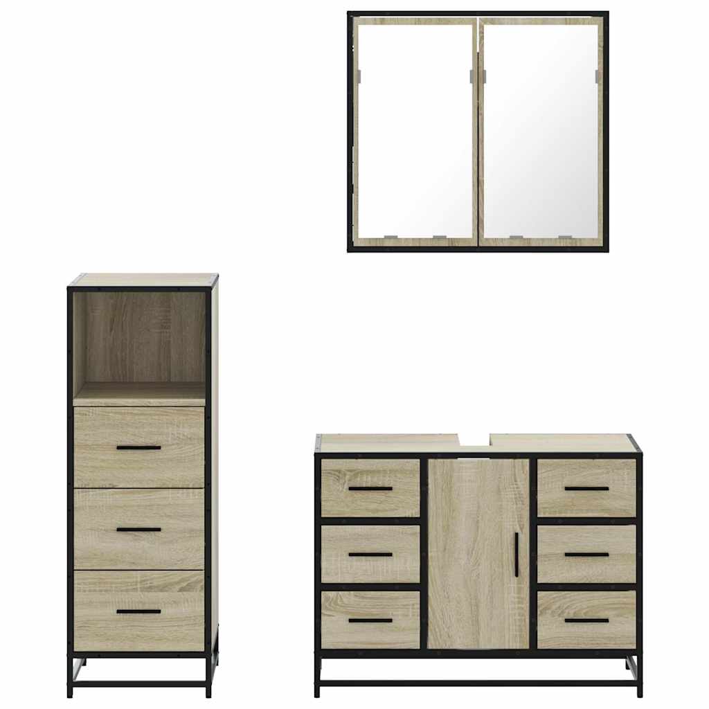 3 Piece Bathroom Furniture Set in Sonoma Oak Particle Board