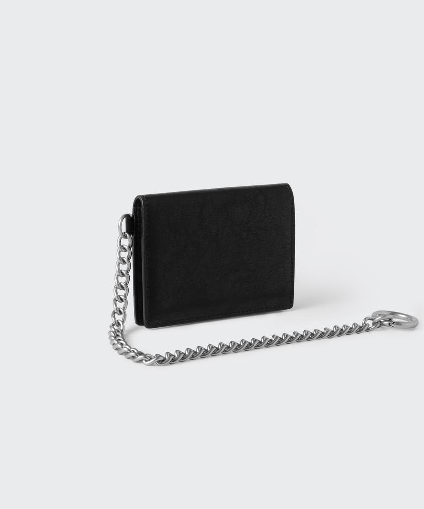 Musinsa Standard Crinkle Leather Chain Fold Card Wallet [Black]
