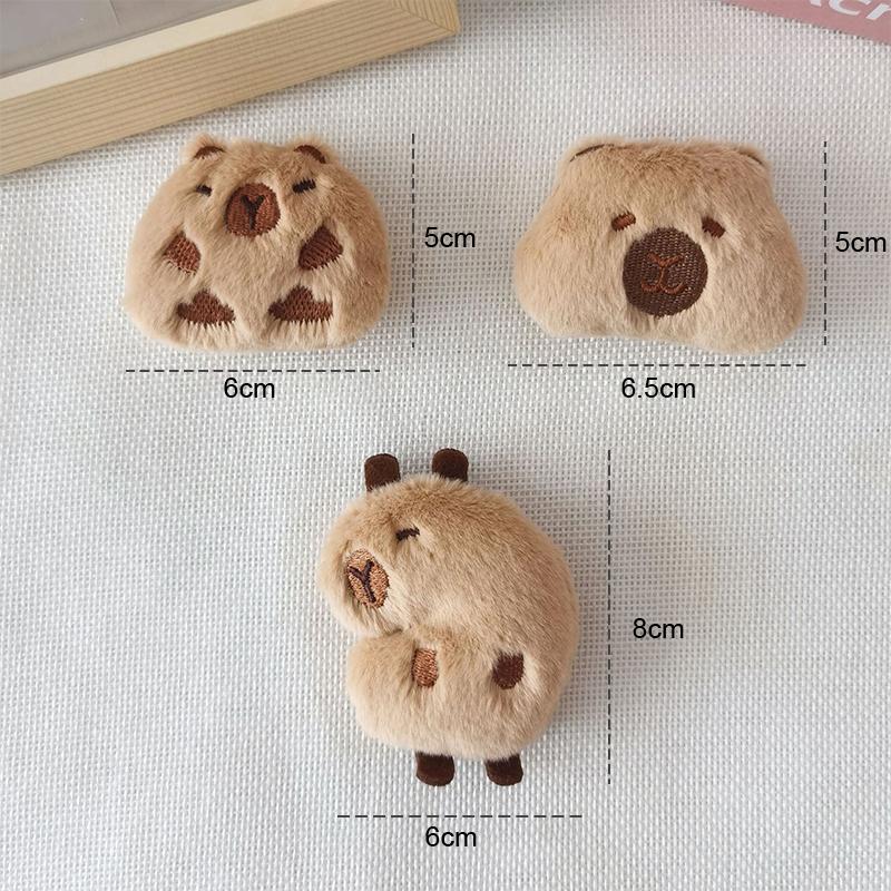 Милая капибара, плюшевая кукла, брошь, пушистая, мягкая, набивная одежда, значок, булавки, украшения для рюкзака, аксессуары
