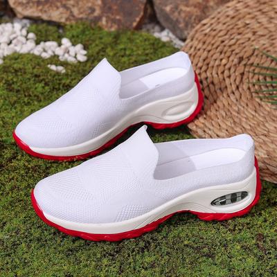 Большой размер 2025 Слипоны Женские вулканизированные туфли Обувь-носки Дышащая сетчатая вязка Легкие Удобные Повседневные Модные кроссовки